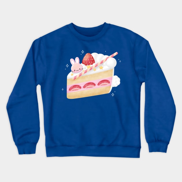 Kawaii Strawberry Cake Crewneck Sweatshirt by Maggieful Designs